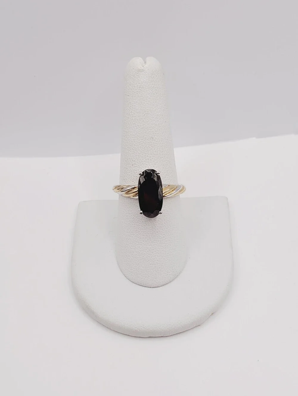 Oval Black Spinel Yellow Gold - 925 Sterling Silver Two Tone Ring